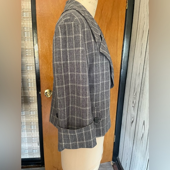 Kensie grey window pane doubled breasted lightweight jacket in size 10 - Picture 7 of 16